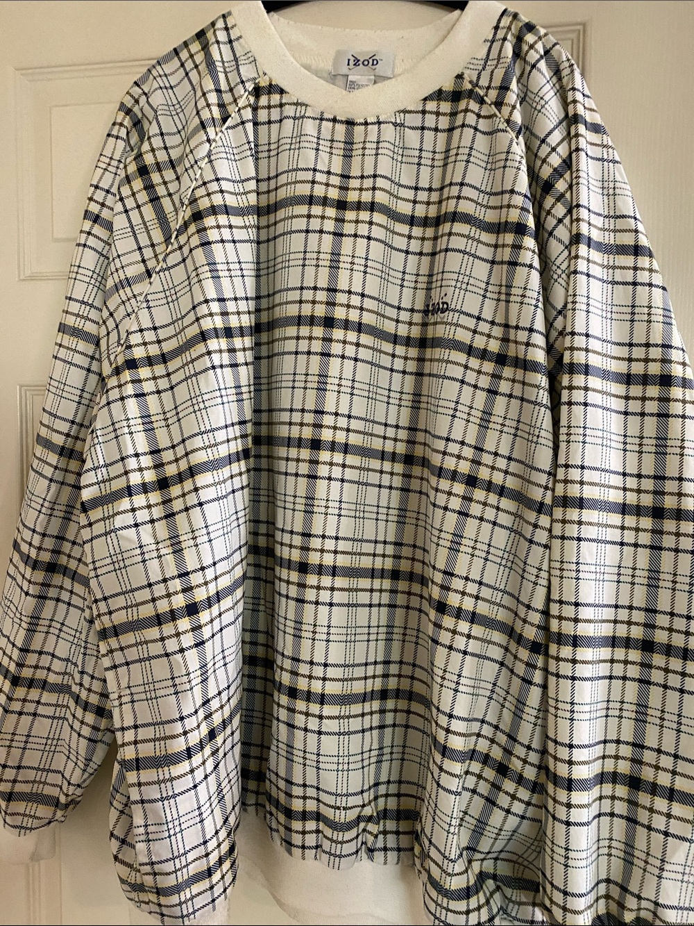 Izod Plaid Shirt in Cream, Black & Navy